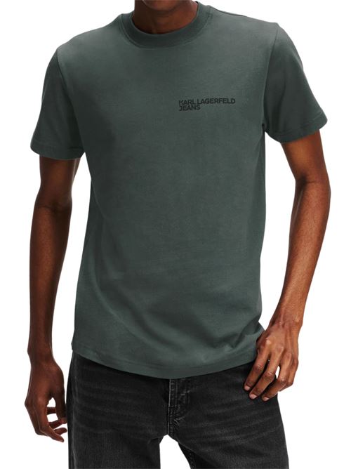 T-shirt uomo azzurro petrolio in cotone Karl Lagerfeld jeans | A1M170031MV